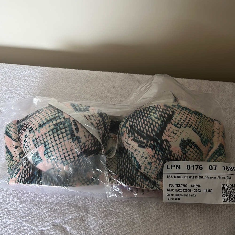 Bra micro strapless iridescent snake 32B